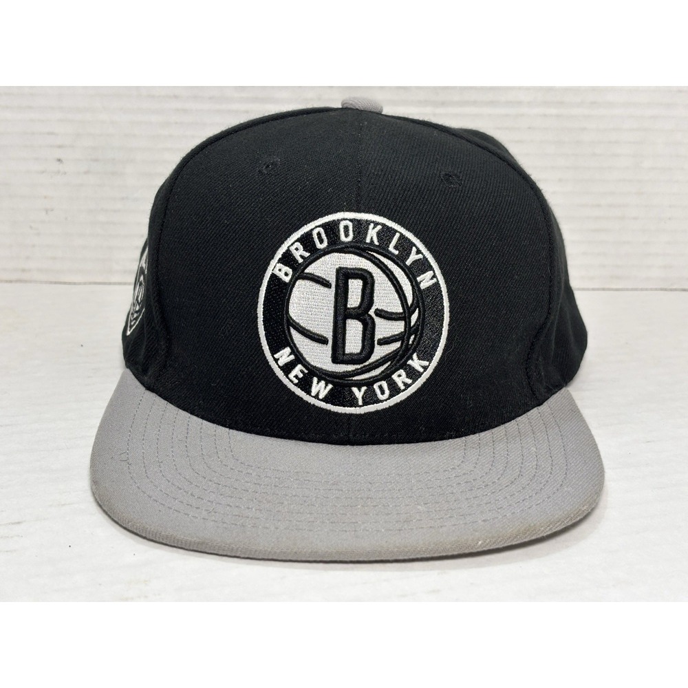 Mitchell & Ness Brooklyn Nets Snapback Hat Black Gray‎ NBA Adjustable Cap